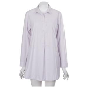 J. Jill Tunic Top M Purple Striped Cotton Stretch Long Sleeve Popover Casual